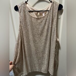 LC Lauren Conrad Sparkling Beige Sleeveless Blouse